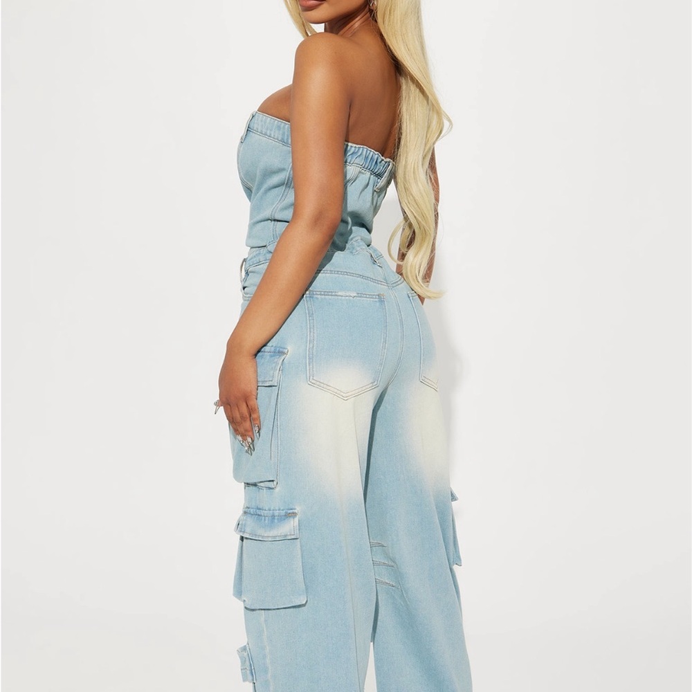 Fashion Nova Light Blue Denim Jumpsuit - Picture 8 of 10